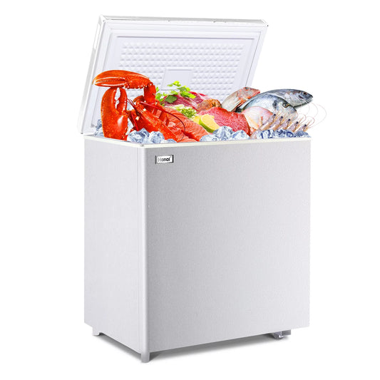 5.0 Cubic Chest Freezer - Compact Deep Freezer with Top Open Door and Removable Storage Basket, 7 Gears Temperature Control, Energy Saving, for Office Dorm or Apartment