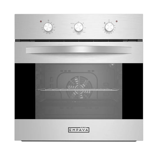 "Empava 24"" Electric Single Wall Oven with 6 Cooking Functions Mechanical Knobs Control in Stainless Steel"